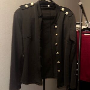 Chic Black Jacket with Gold Accents